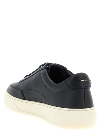 Blue Cowhide Low Top Sneakers