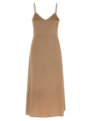 Beige Viscose Midi Dress
