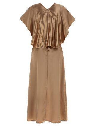 Beige Viscose Midi Dress