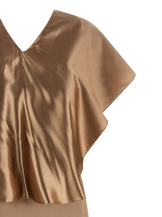 Beige Viscose Midi Dress