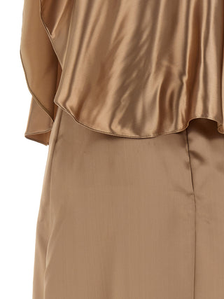 Beige Viscose Midi Dress