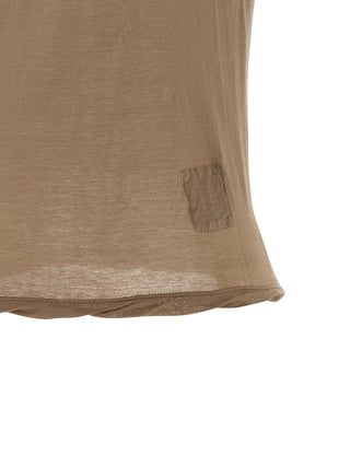Beige Cotton Sleeveles T-Shirt