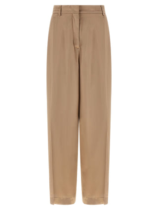 Beige Viscose Casual Pants