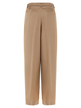 Beige Viscose Casual Pants