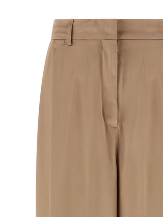 Beige Viscose Casual Pants