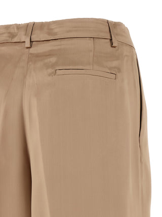 Beige Viscose Casual Pants