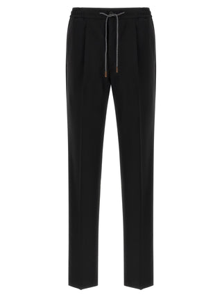 Black Virgin Wool Casual Pants
