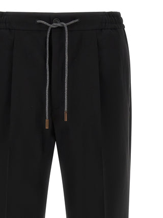 Black Virgin Wool Casual Pants