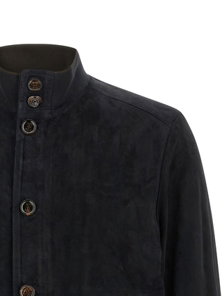 Blue Lamb Leather Leather Jacket