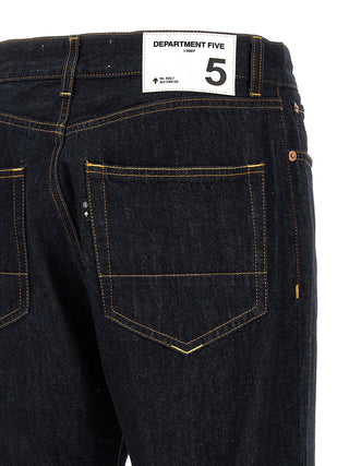 Blue Cotton Straight-Leg Jeans