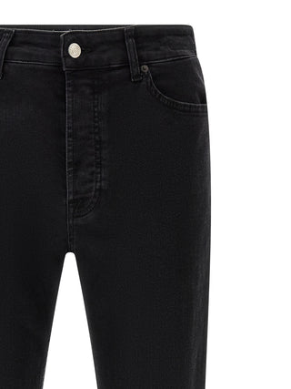 Black Cotton Cropped Jeans