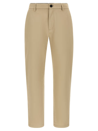 Beige Cotton Cropped Pants