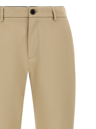 Beige Cotton Cropped Pants
