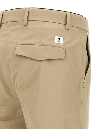 Beige Cotton Cropped Pants