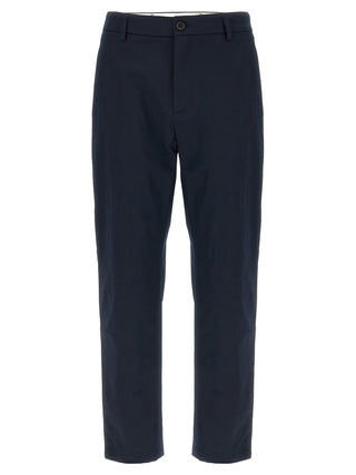 Blue Cotton Casual Pants