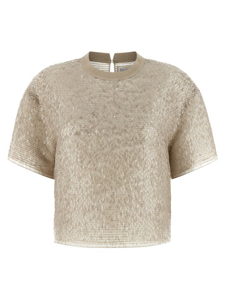 Beige Silk T-Shirt