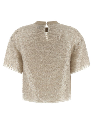 Beige Silk T-Shirt
