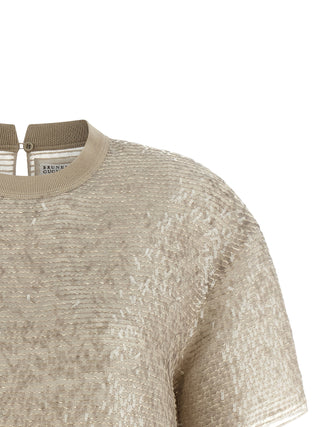 Beige Silk T-Shirt