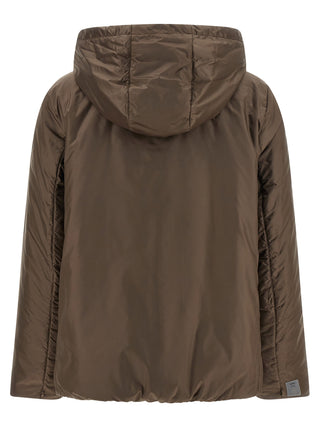 Chaqueta larga de poliéster marrón