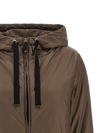 Chaqueta larga de poliéster marrón