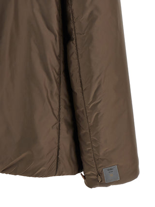 Chaqueta larga de poliéster marrón