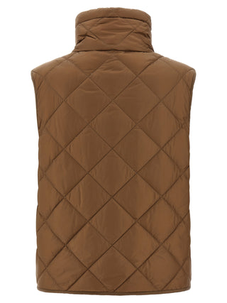 Brown Polyamide Sleeveless Jacket