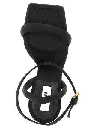 Black Viscose Stiletto Heel Sandals