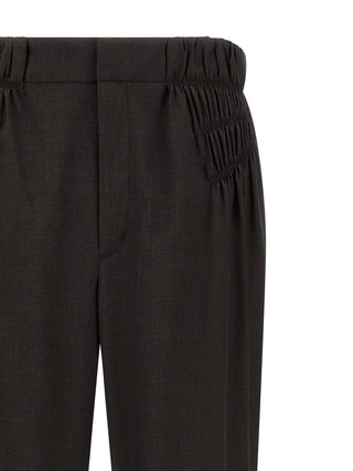 Brown Virgin Wool Casual Pants
