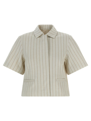 Beige Cotton Full-Length Jacket