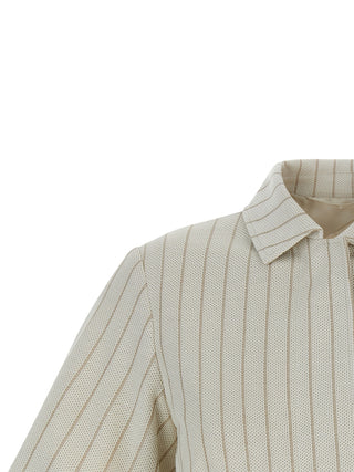 Beige Cotton Full-Length Jacket