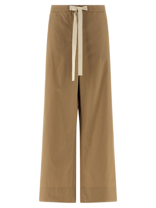 Beige Cotton Casual Pants