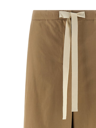 Beige Cotton Casual Pants
