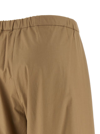 Beige Cotton Casual Pants