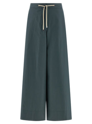 Blue Cotton Flared Pants