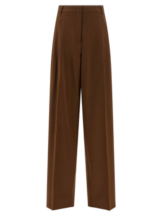 Brown Virgin Wool Casual Pants
