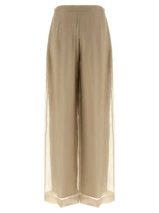 Beige Silk Casual Pants