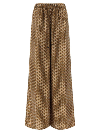 Brown Silk Casual Pants