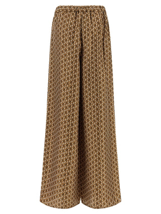 Brown Silk Casual Pants