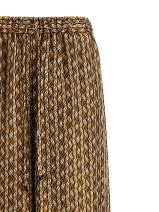 Brown Silk Casual Pants