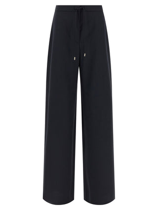Blue Virgin Wool Casual Pants