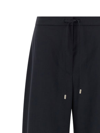 Blue Virgin Wool Casual Pants