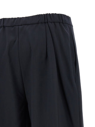 Blue Virgin Wool Casual Pants