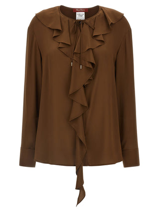 Blusa de seda marrón