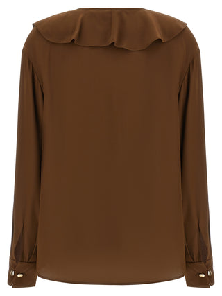 Blusa de seda marrón