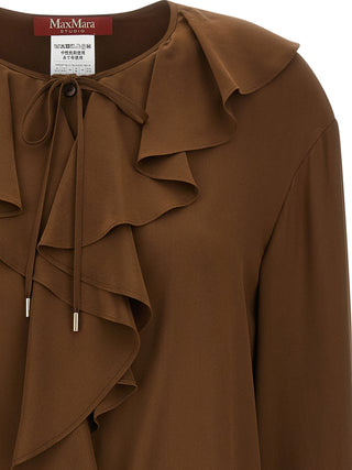 Blusa de seda marrón