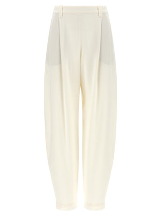 Beige Viscose Casual Pants