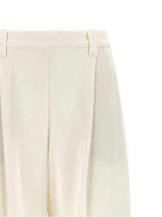 Beige Viscose Casual Pants