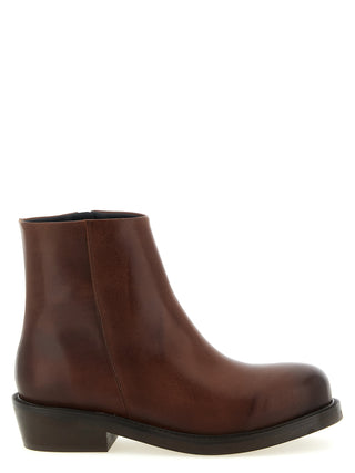 Brown Calfskin Ankle Boots