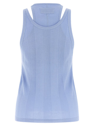 Blue Cotton Sleeveles T-Shirt