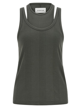 Gray Cotton Sleeveles T-Shirt